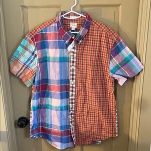 J. Crew Red and Blue Casual Button Down Shirt
